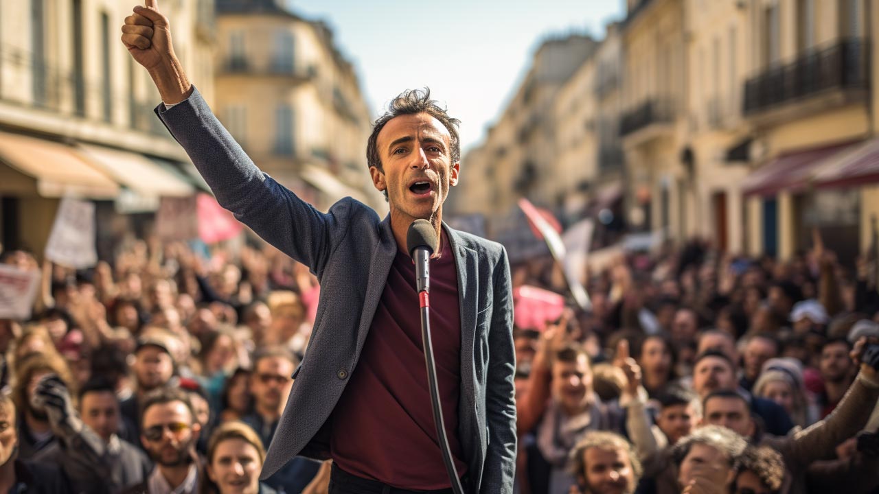 Protestation dynamique contre l'élection d'Eric Zemmour.