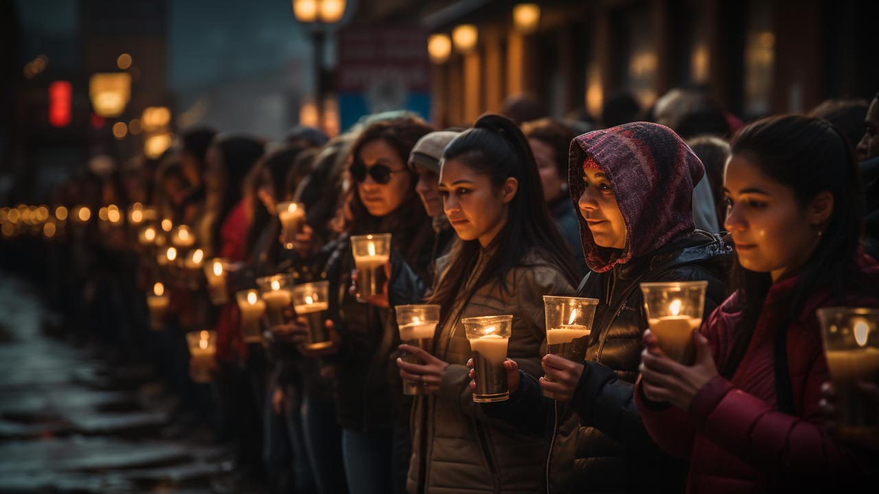 Veillée à la bougie en mémoire des enseignants assassinés.